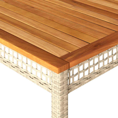 vidaXL Table de jardin beige 180x90x75 cm en résine tressée et bois d'acacia