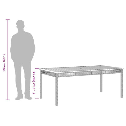 vidaXL Table de jardin beige 180x90x75 cm en résine tressée et bois d'acacia