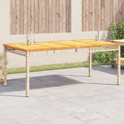 vidaXL Table de jardin beige 180x90x75 cm en résine tressée et bois d'acacia