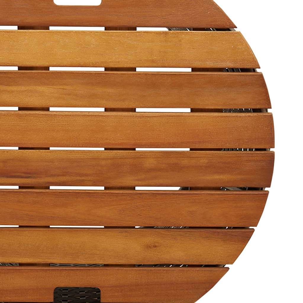 vidaXL Garten-Beistelltische 2 Stk. mit Holzplatte Schwarz Poly Rattan
