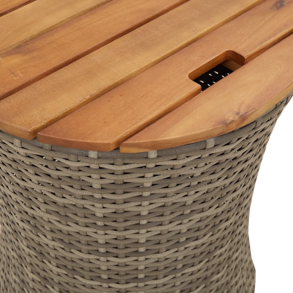 vidaXL Tables d'appoint de jardin 2 pcs avec plateau en bois Gris Rotin PE