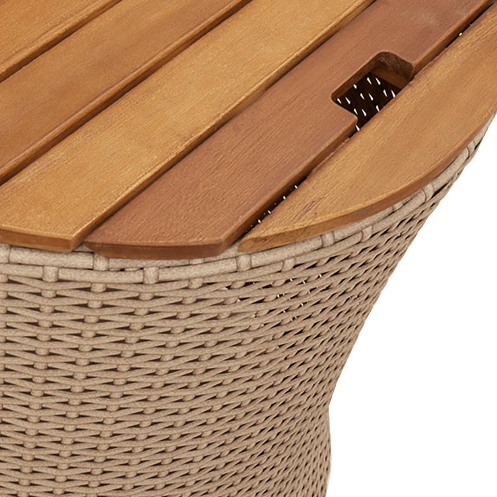 vidaXL Garten-Beistelltische 2 Stk. mit Holzplatte Beige Poly Rattan