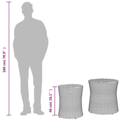 vidaXL Garten-Beistelltische 2 Stk. mit Holzplatte Beige Poly Rattan