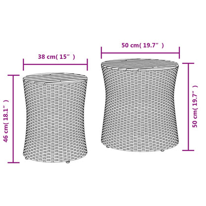vidaXL Garten-Beistelltische 2 Stk. mit Holzplatte Beige Poly Rattan