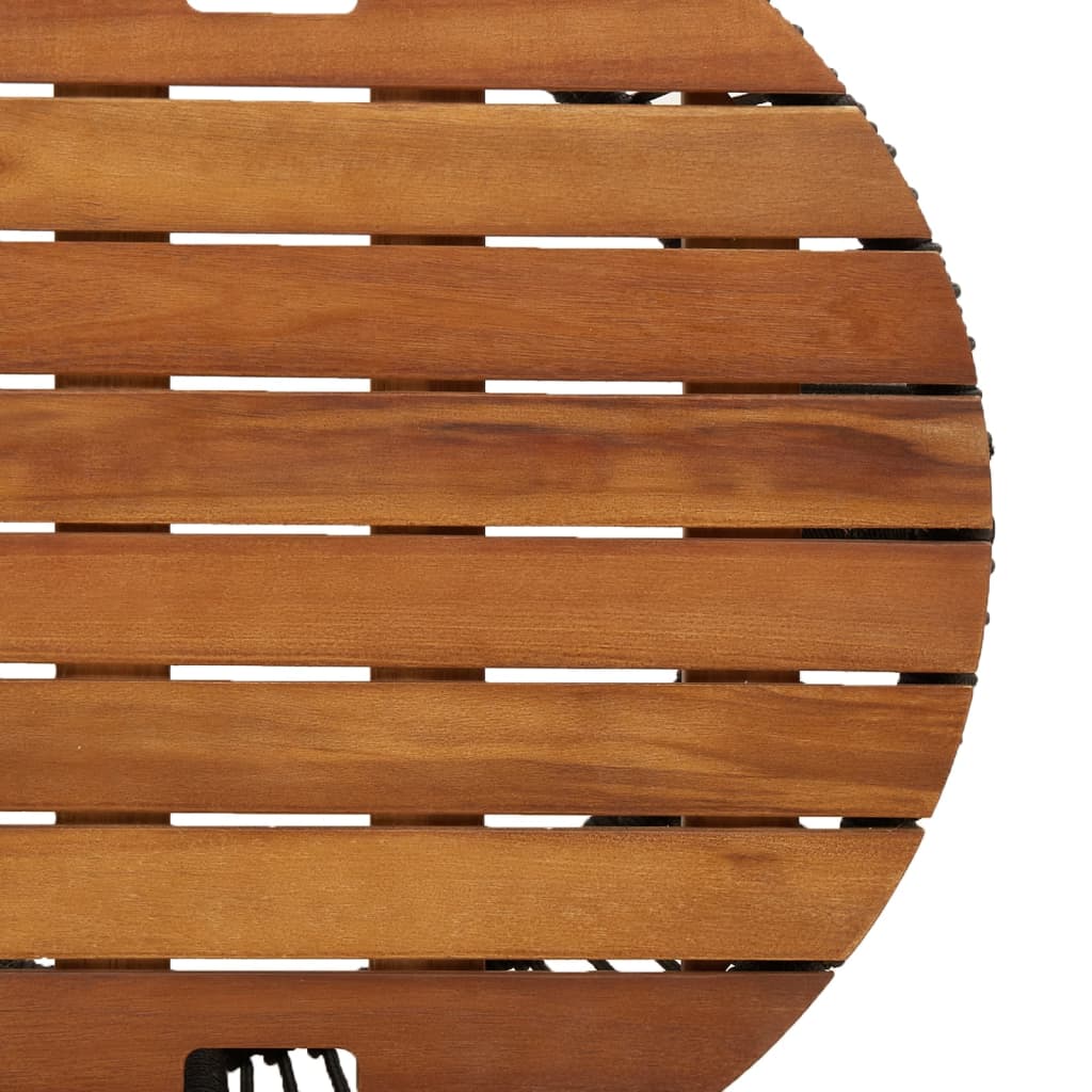vidaXL Garten-Beistelltische 2 Stk. mit Holzplatte Schwarz Poly Rattan