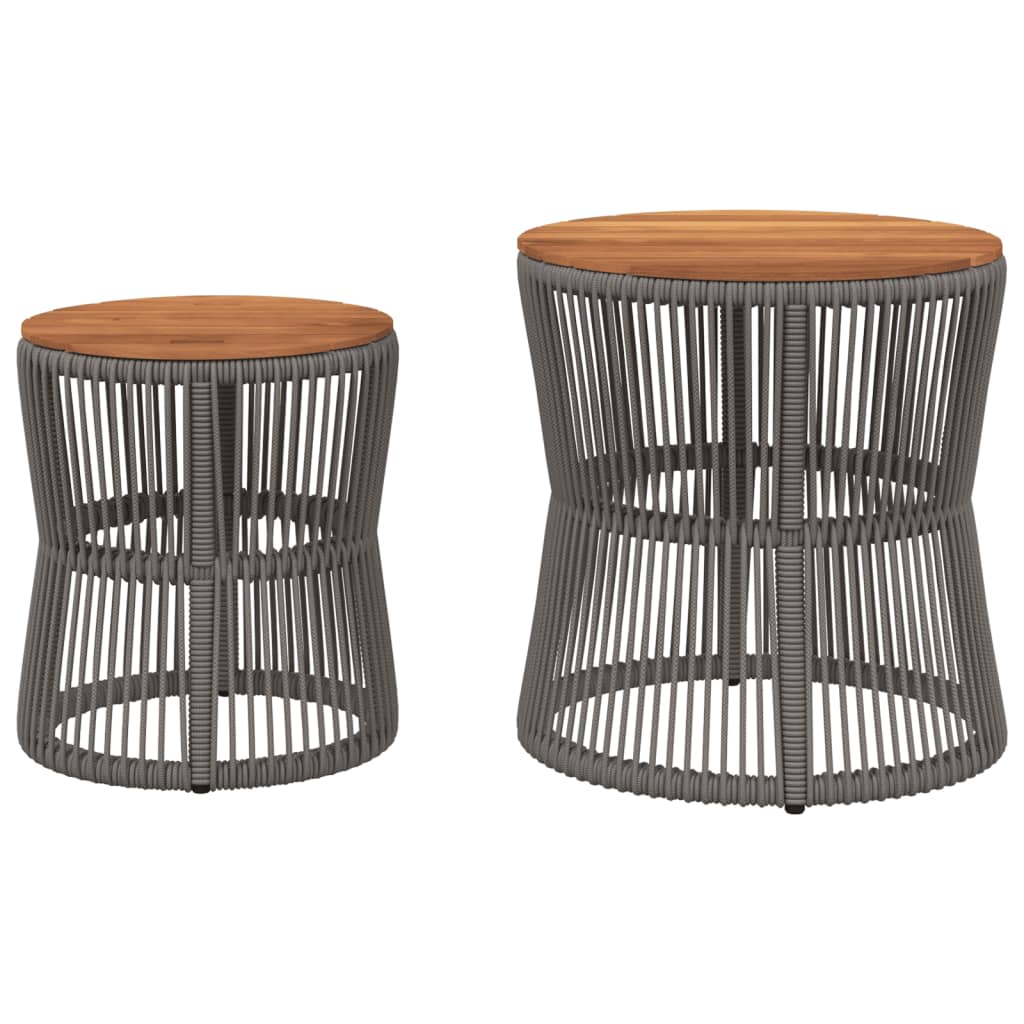 vidaXL Garten-Beistelltische 2 Stk. mit Holzplatte Grau Poly Rattan