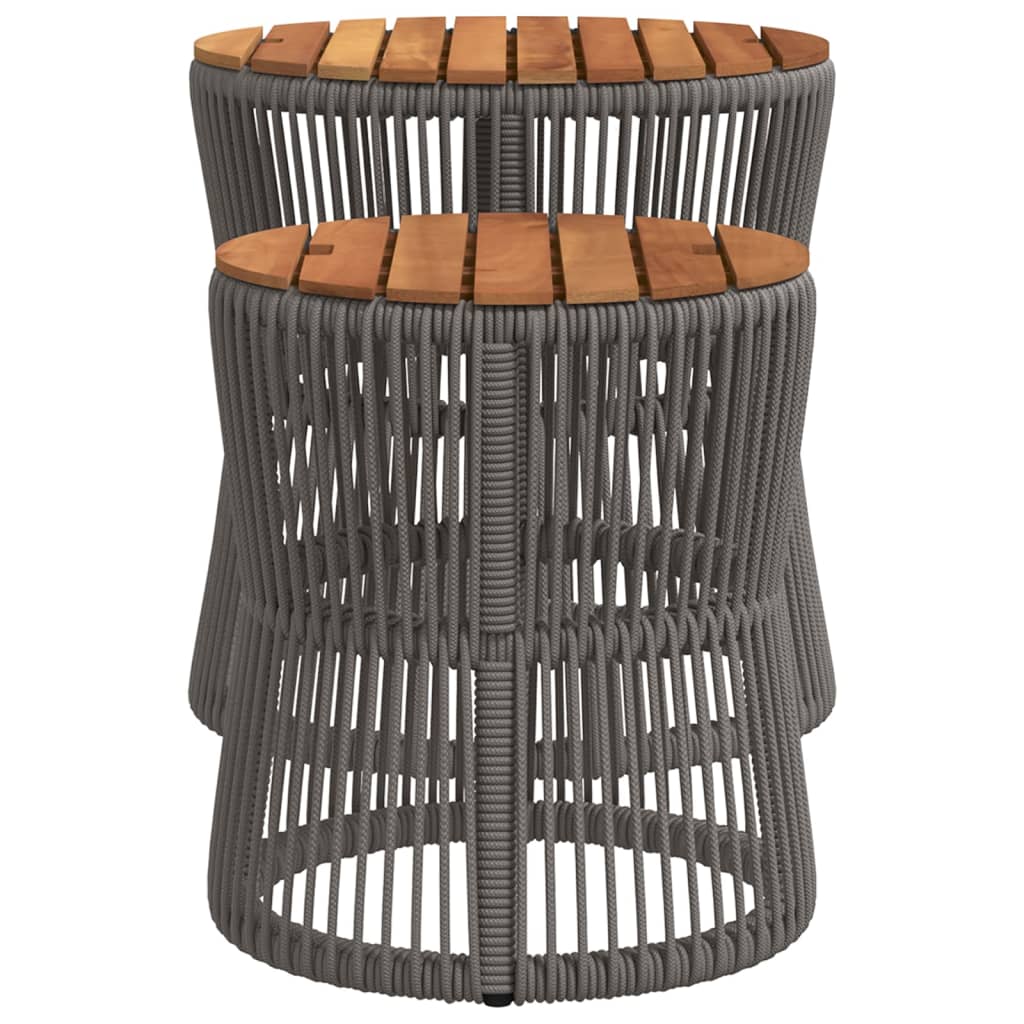 vidaXL Garten-Beistelltische 2 Stk. mit Holzplatte Grau Poly Rattan