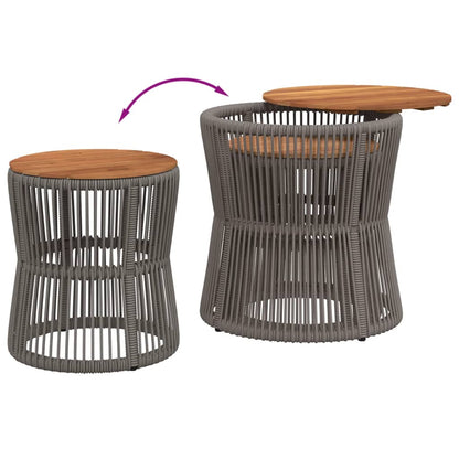 vidaXL Garten-Beistelltische 2 Stk. mit Holzplatte Grau Poly Rattan