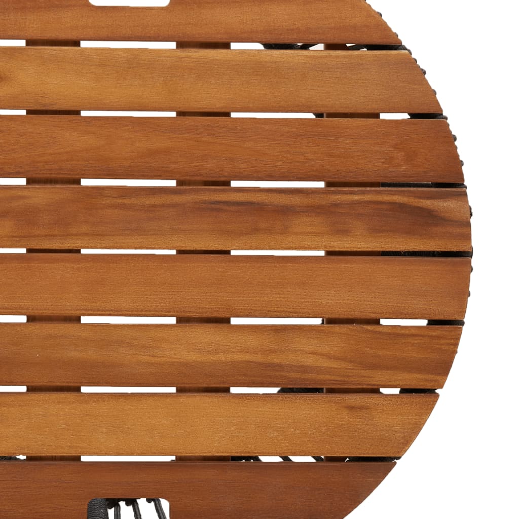 vidaXL Garten-Beistelltische 2 Stk. mit Holzplatte Grau Poly Rattan