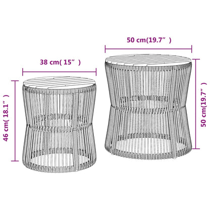 vidaXL Garten-Beistelltische 2 Stk. mit Holzplatte Grau Poly Rattan