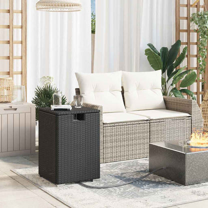 vidaXL Table cache-bouteille de gaz propane en résine tressée noire 40x40x60 cm