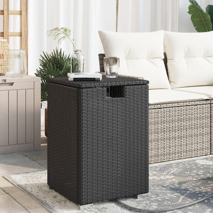 vidaXL Table cache-bouteille de gaz propane en résine tressée noire 40x40x60 cm