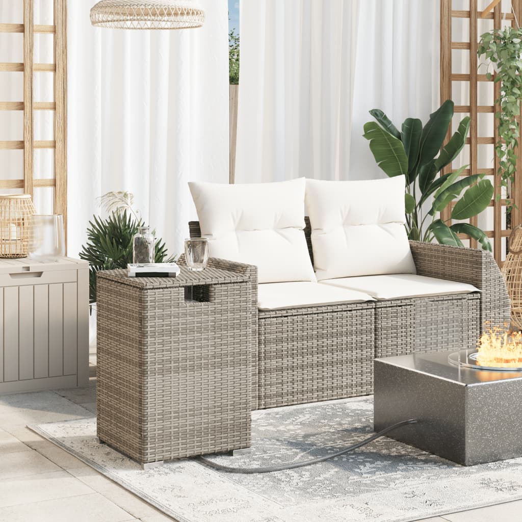vidaXL Table cache-bouteille de gaz propane gris 40x40x60 cm rotin PE