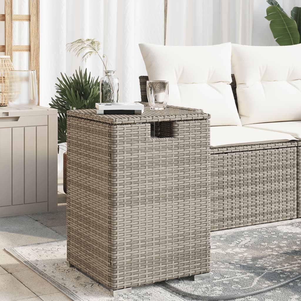 vidaXL Table cache-bouteille de gaz propane gris 40x40x60 cm rotin PE
