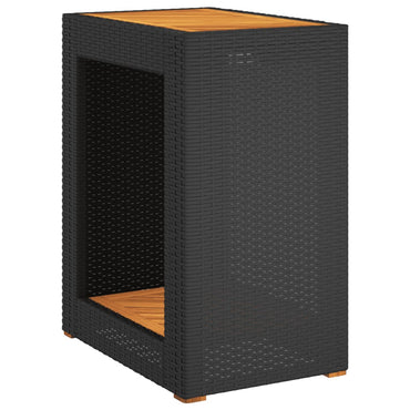 vidaXL Table d'appoint de jardin avec plateau en bois Noir Résine tressée