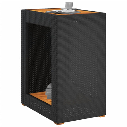 vidaXL Table d'appoint de jardin avec plateau en bois Noir Résine tressée