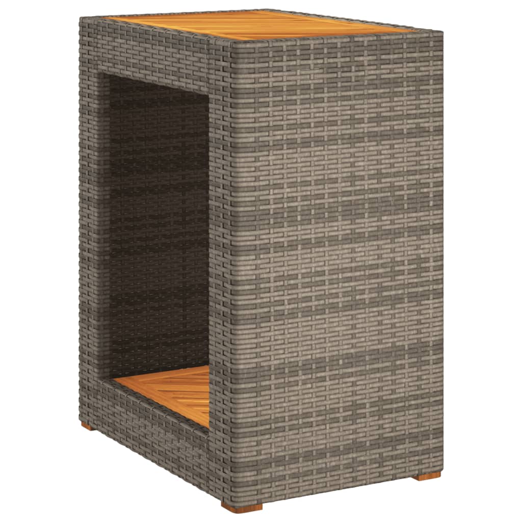 vidaXL Table d'appoint de jardin avec plateau en bois Gris 60x40x75 cm Rotin PE