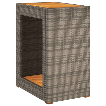 vidaXL Table d'appoint de jardin avec plateau en bois Gris 60x40x75 cm Rotin PE