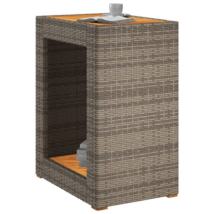 vidaXL Table d'appoint de jardin avec plateau en bois Gris 60x40x75 cm Rotin PE