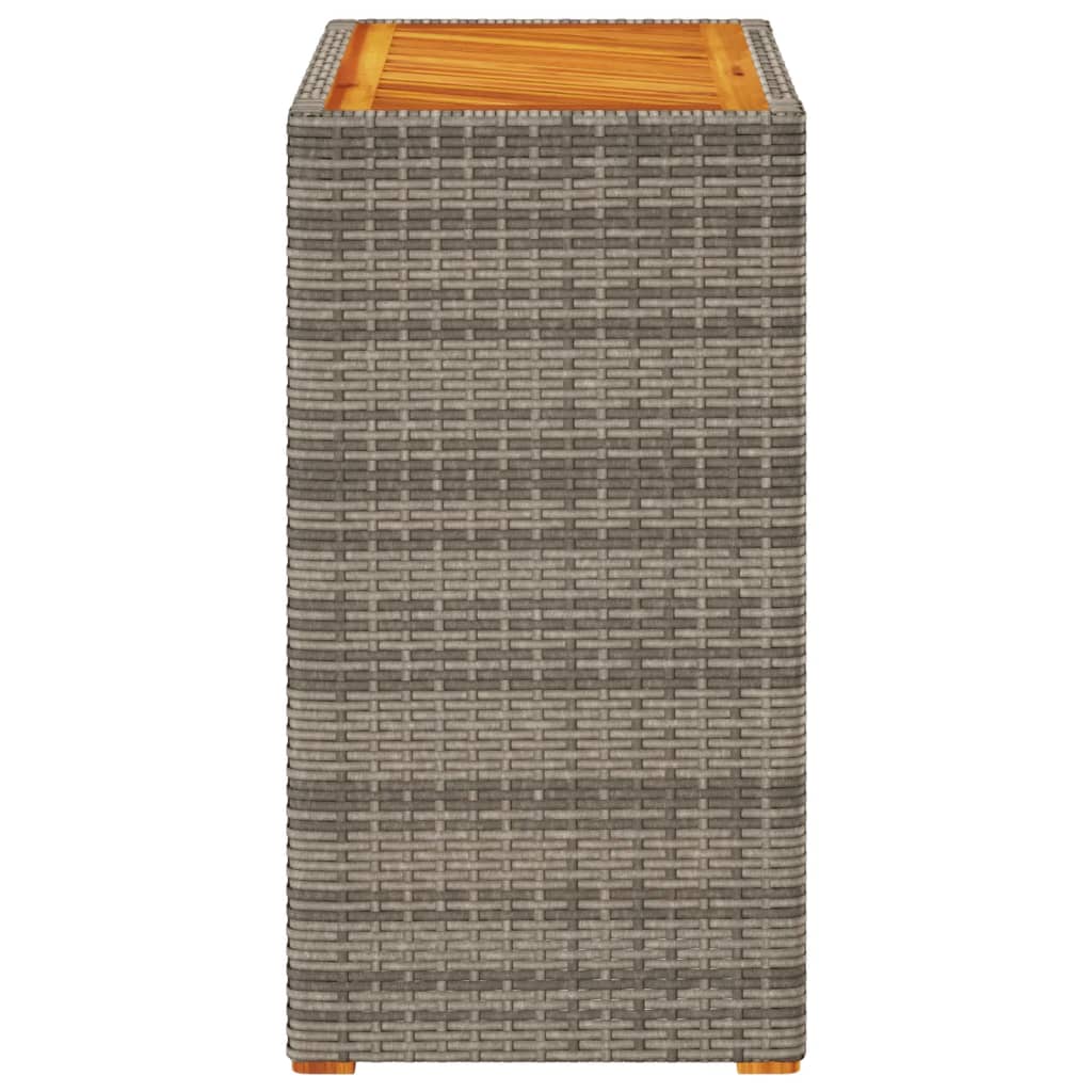 vidaXL Table d'appoint de jardin avec plateau en bois Gris 60x40x75 cm Rotin PE