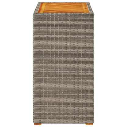 vidaXL Table d'appoint de jardin avec plateau en bois Gris 60x40x75 cm Rotin PE