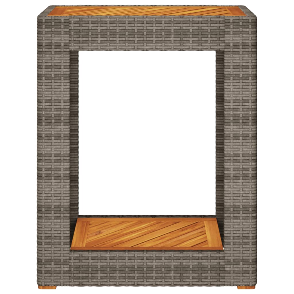 vidaXL Table d'appoint de jardin avec plateau en bois Gris 60x40x75 cm Rotin PE