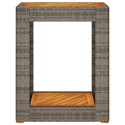 vidaXL Table d'appoint de jardin avec plateau en bois Gris 60x40x75 cm Rotin PE