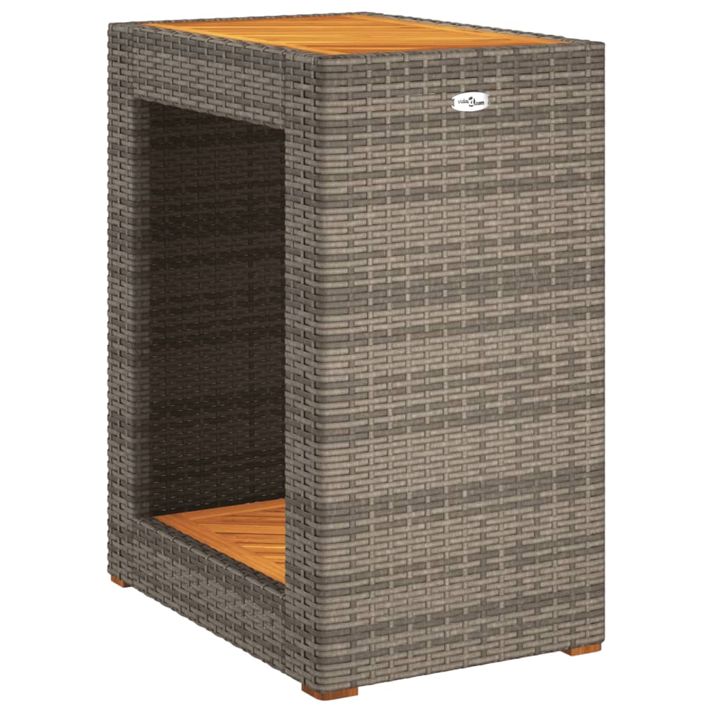 vidaXL Table d'appoint de jardin avec plateau en bois Gris 60x40x75 cm Rotin PE