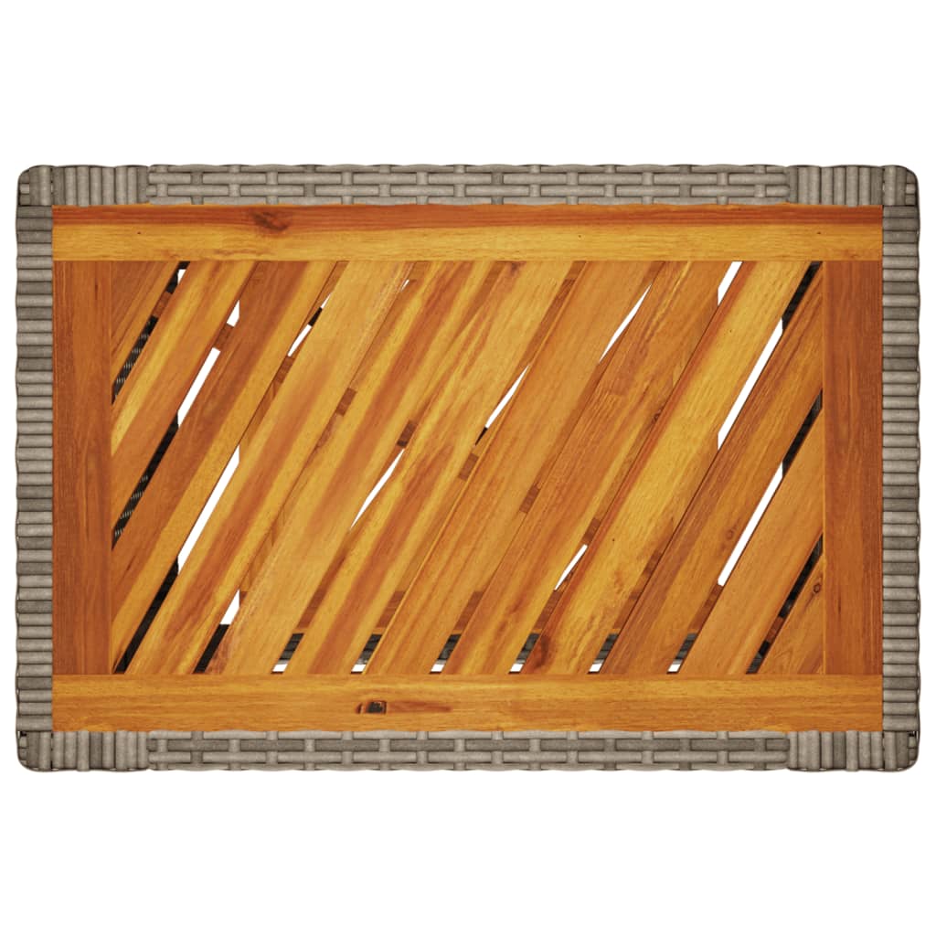 vidaXL Table d'appoint de jardin avec plateau en bois Gris 60x40x75 cm Rotin PE