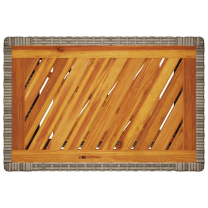 vidaXL Table d'appoint de jardin avec plateau en bois Gris 60x40x75 cm Rotin PE
