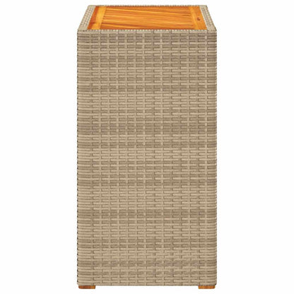 vidaXL Garten-Beistelltisch mit Holzplatte Beige Poly Rattan