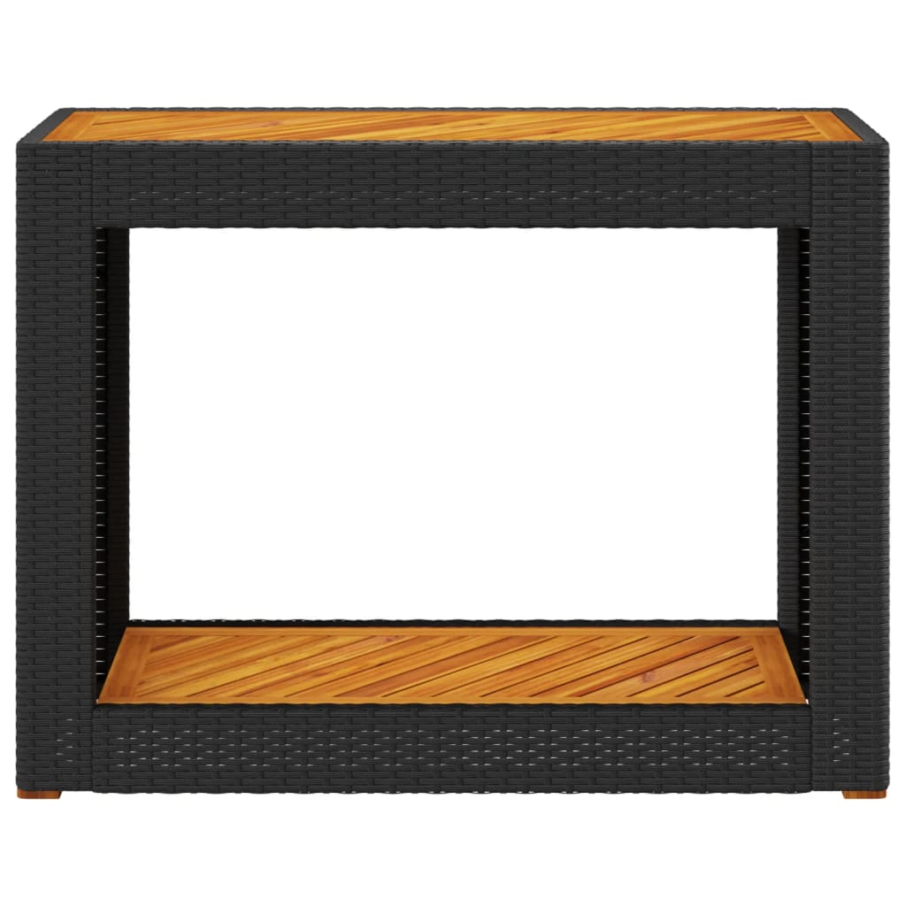 vidaXL Table d'appoint de jardin avec plateau en bois Noir Résine tressée