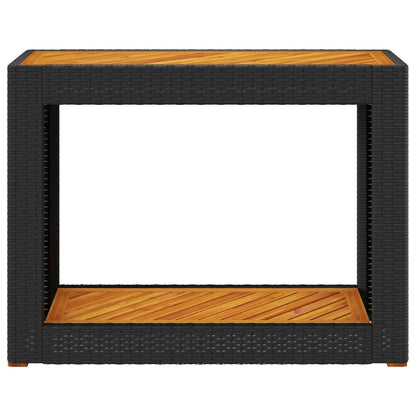 vidaXL Table d'appoint de jardin avec plateau en bois Noir Résine tressée