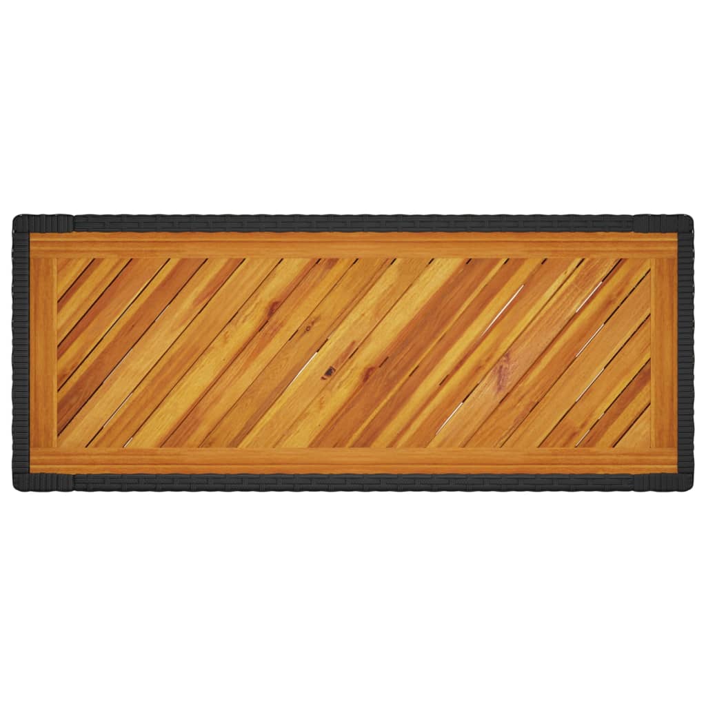 vidaXL Table d'appoint de jardin avec plateau en bois Noir Résine tressée