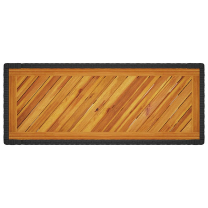 vidaXL Table d'appoint de jardin avec plateau en bois Noir Résine tressée