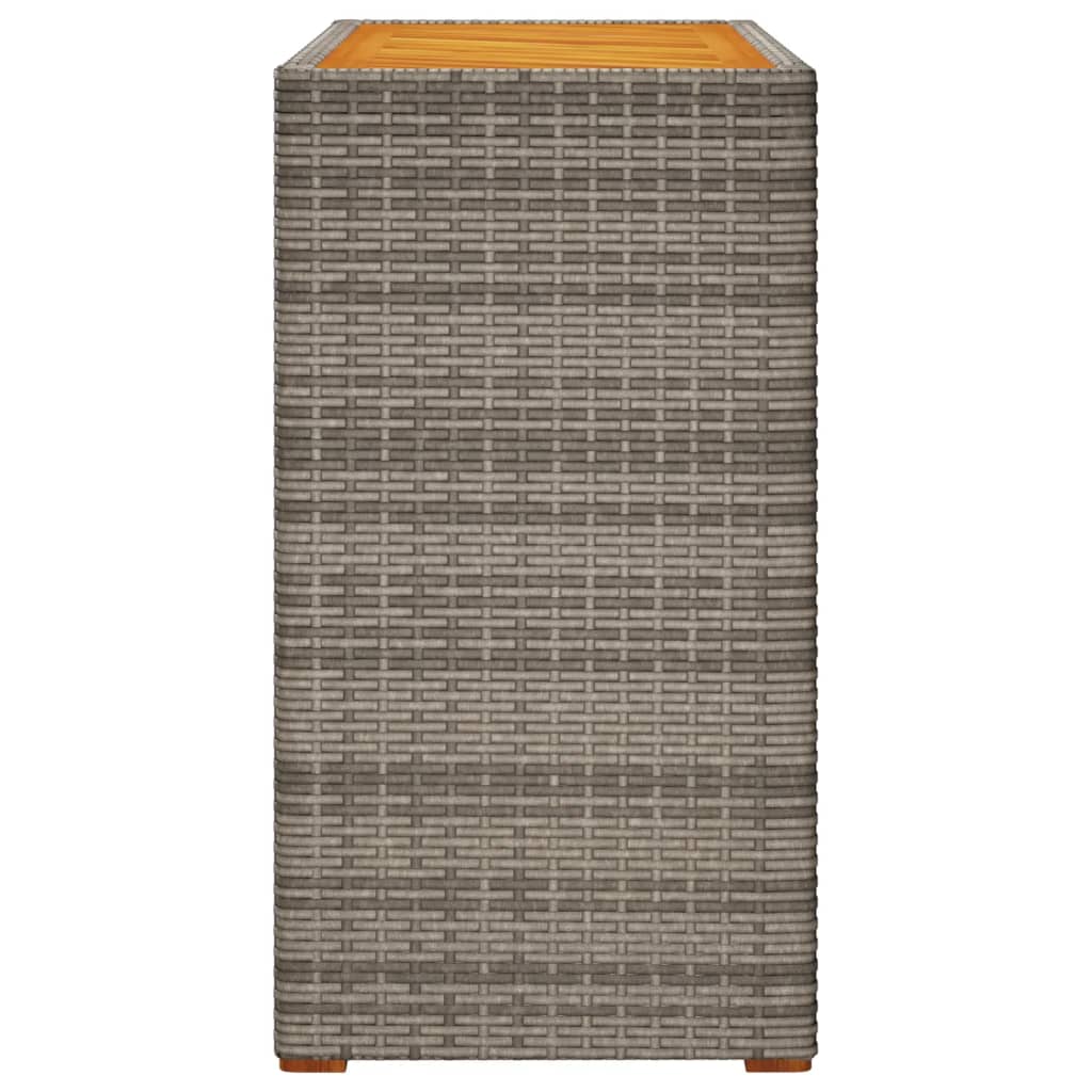 vidaXL Garten-Beistelltisch mit Holzplatte Grau Poly Rattan