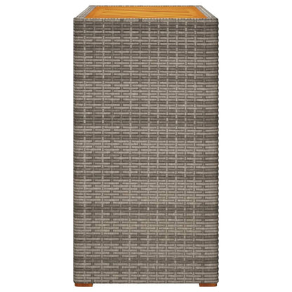 vidaXL Garten-Beistelltisch mit Holzplatte Grau Poly Rattan