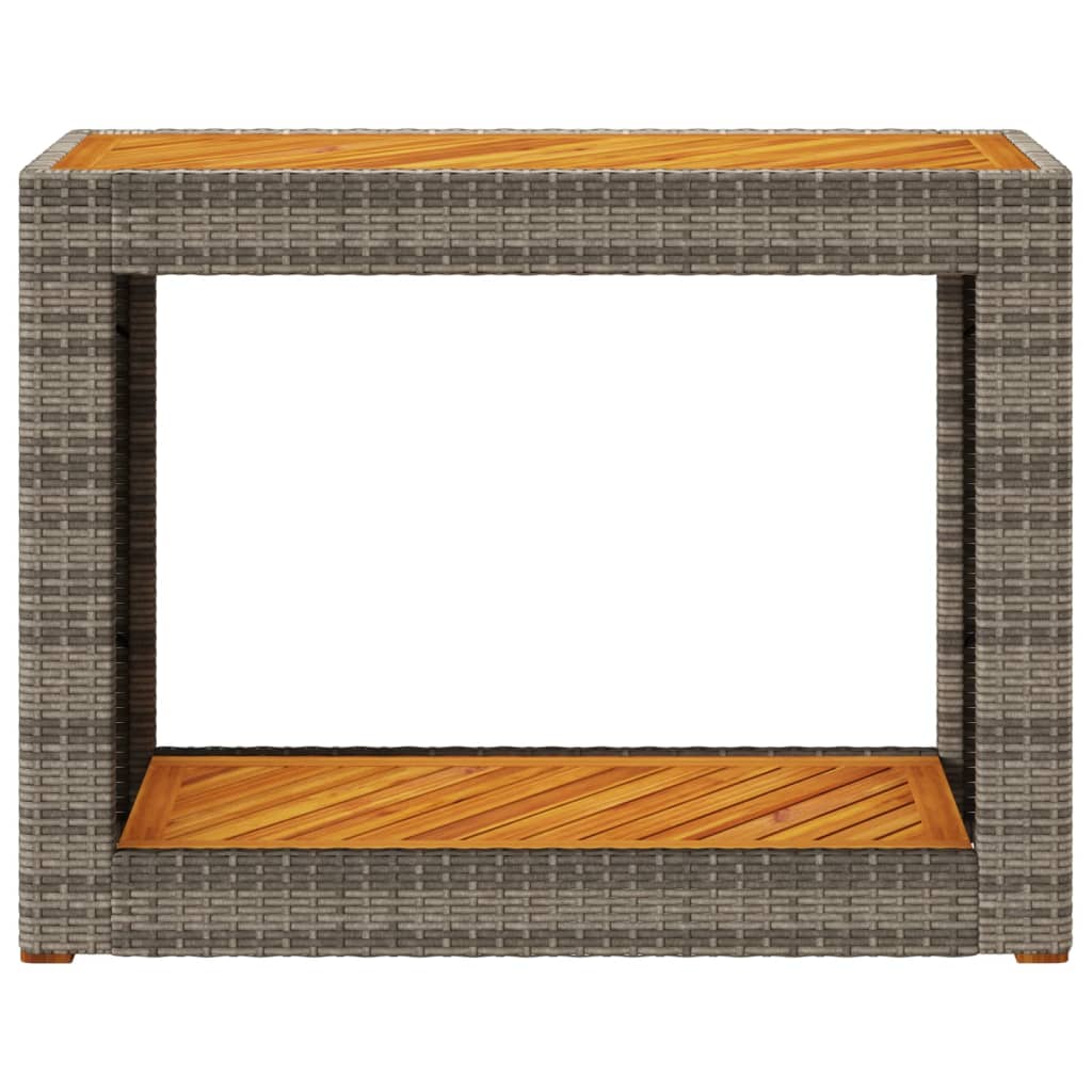 vidaXL Garten-Beistelltisch mit Holzplatte Grau Poly Rattan