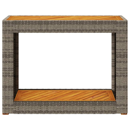 vidaXL Garten-Beistelltisch mit Holzplatte Grau Poly Rattan