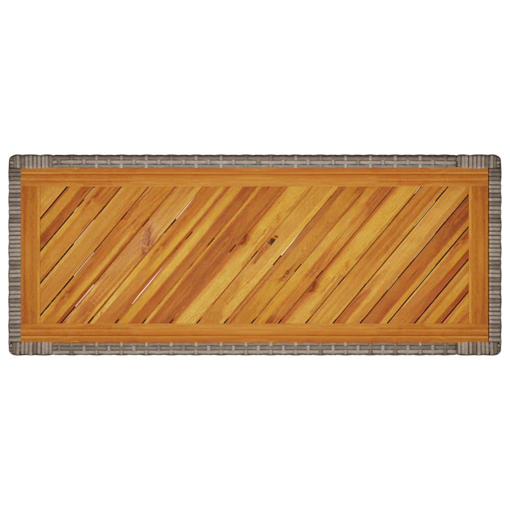 vidaXL Garten-Beistelltisch mit Holzplatte Grau Poly Rattan