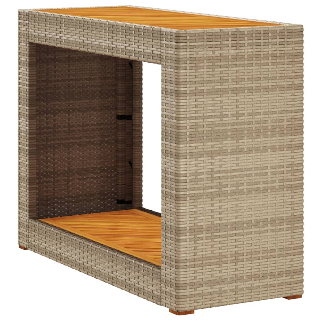 vidaXL Table d'appoint de jardin avec plateau en bois Beige Poly rotin