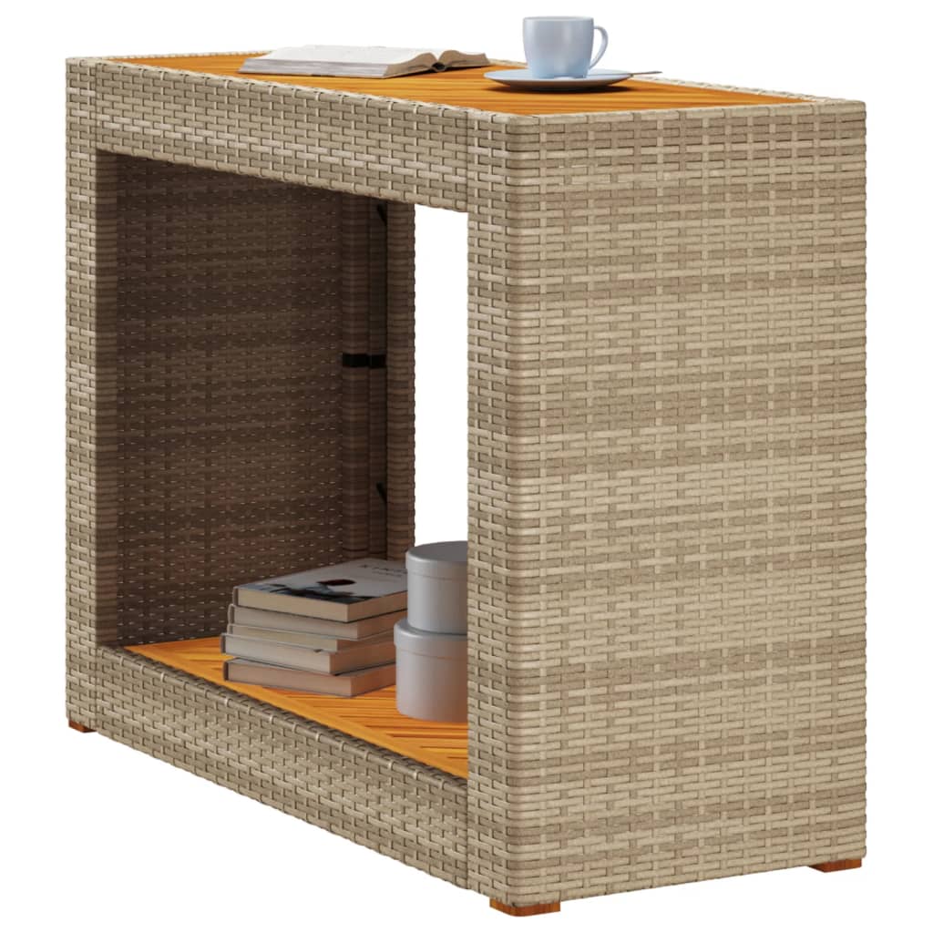 vidaXL Table d'appoint de jardin avec plateau en bois Beige Poly rotin