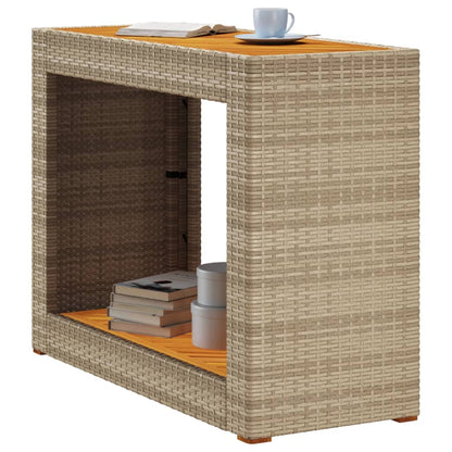 vidaXL Table d'appoint de jardin avec plateau en bois Beige Poly rotin