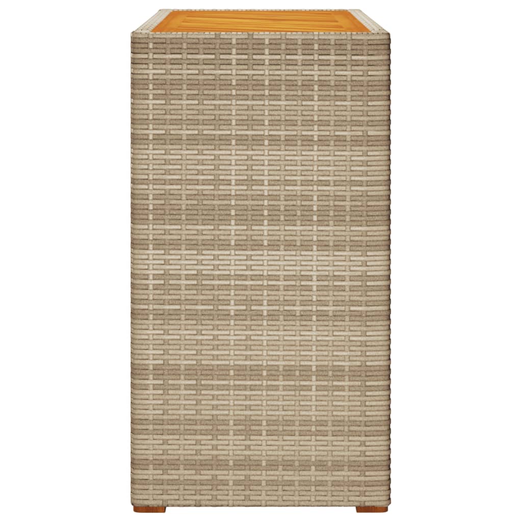 vidaXL Table d'appoint de jardin avec plateau en bois Beige Poly rotin