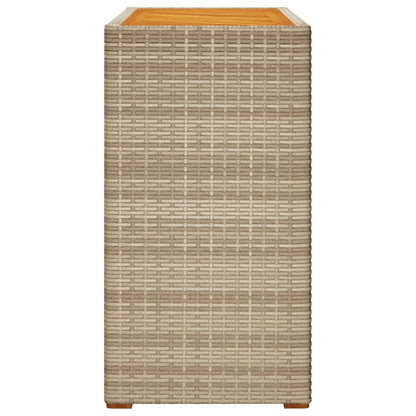 vidaXL Table d'appoint de jardin avec plateau en bois Beige Poly rotin