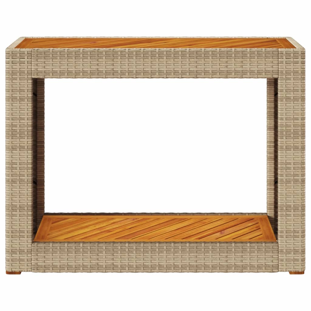 vidaXL Table d'appoint de jardin avec plateau en bois Beige Poly rotin