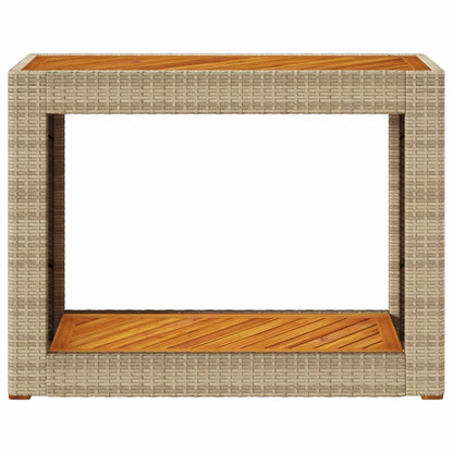 vidaXL Table d'appoint de jardin avec plateau en bois Beige Poly rotin