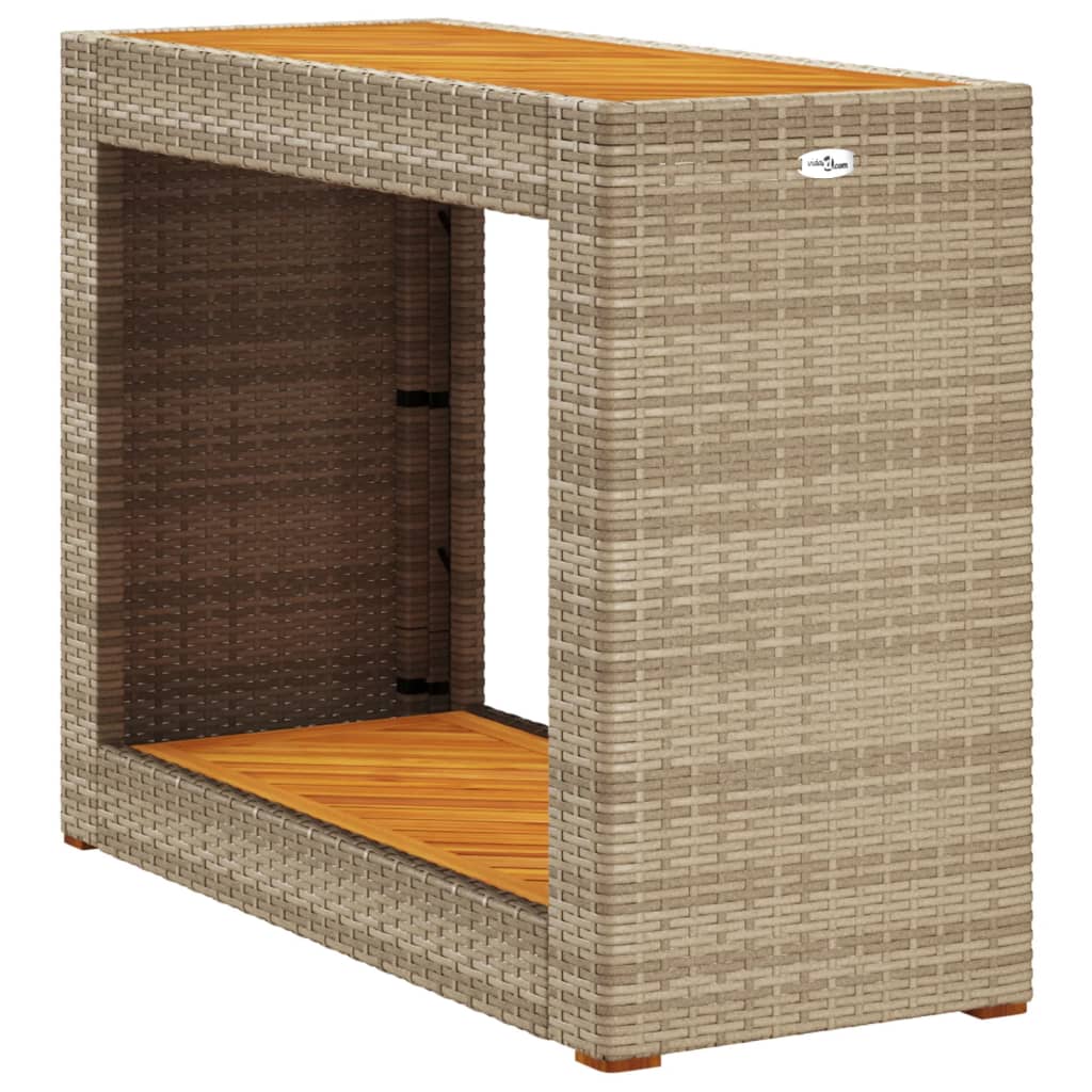 vidaXL Table d'appoint de jardin avec plateau en bois Beige Poly rotin