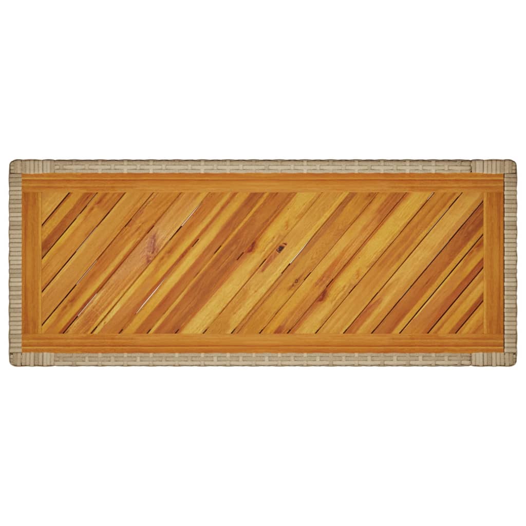 vidaXL Table d'appoint de jardin avec plateau en bois Beige Poly rotin