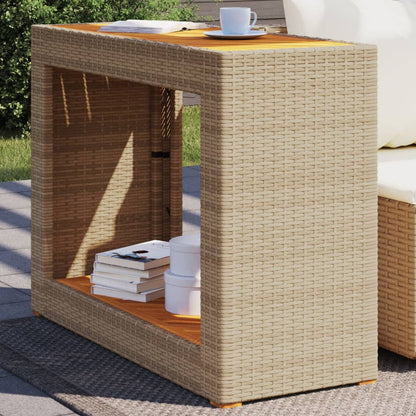 vidaXL Table d'appoint de jardin avec plateau en bois Beige Poly rotin